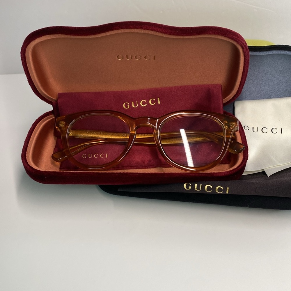 New Authentic Gucci™ - GG0937O 003 Orange Transparent Eyeglasses - Picture 10 of 10